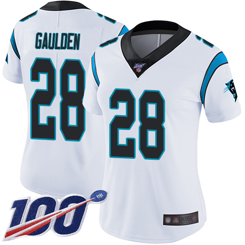 Carolina Panthers Limited White Women Rashaan Gaulden Road Jersey NFL Football #28 100th Season Vapor Untouchable->women nfl jersey->Women Jersey